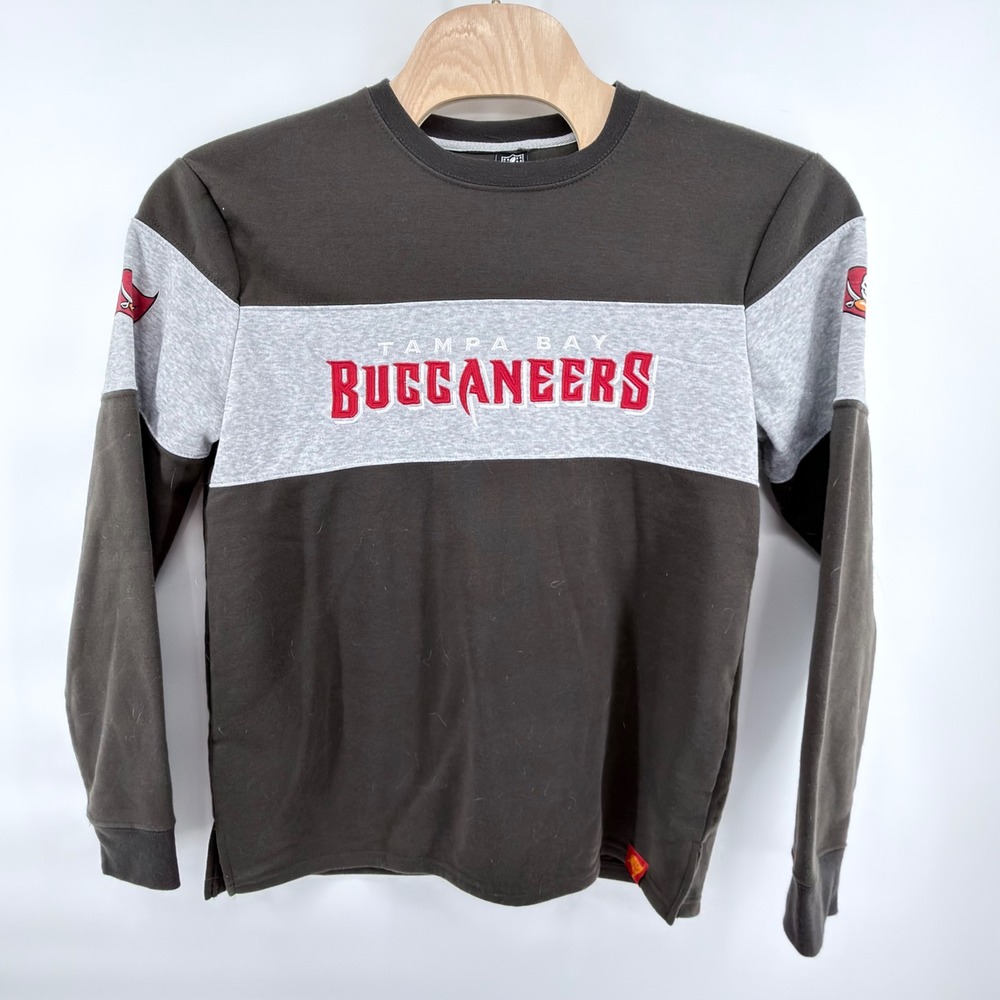 NFL Team Apparel‎ Tampa Bay Buccaneers Long Sleeve Shirt Mens L Colorblock Gray